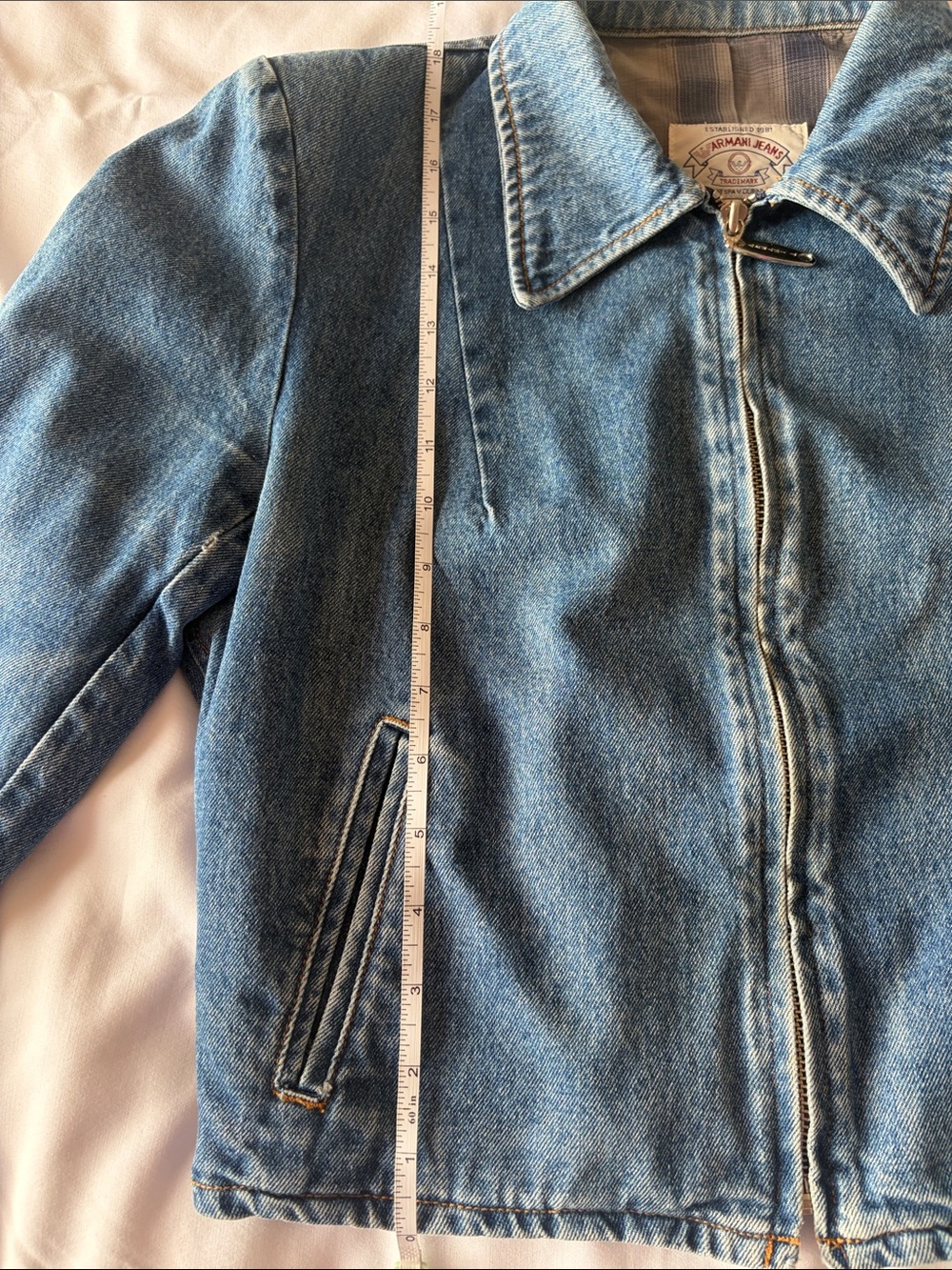 Giorgio Armani Medium Blue Denim Zip Jacket - Picture 6 of 12